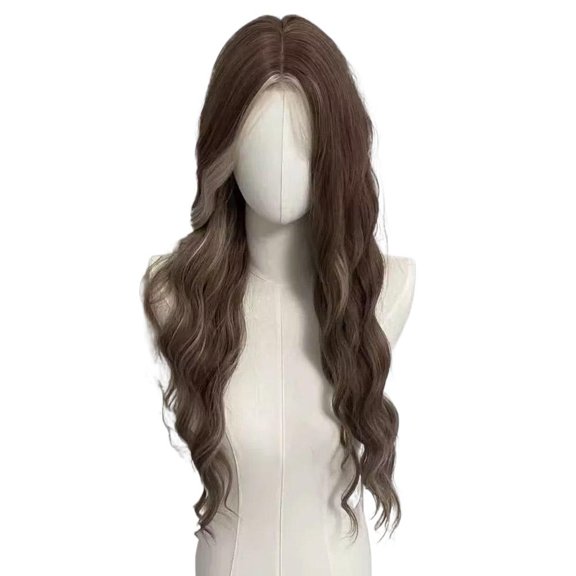 Small Amount Lace American Asian Gray Gold Highlight Long Hair Wig-