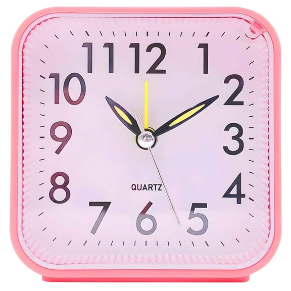 Small Analog Alarm Clock Battery Operated, Travel Silent with No Ticking Analog Quartz Snooze, Light