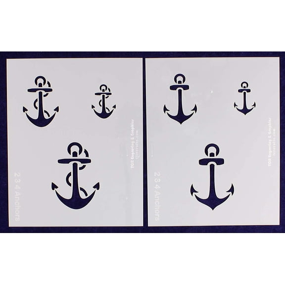 Small Anchor Stencils- 8" X 10" -14 Mil Mylar 2 Piece Set-Painting /Crafts