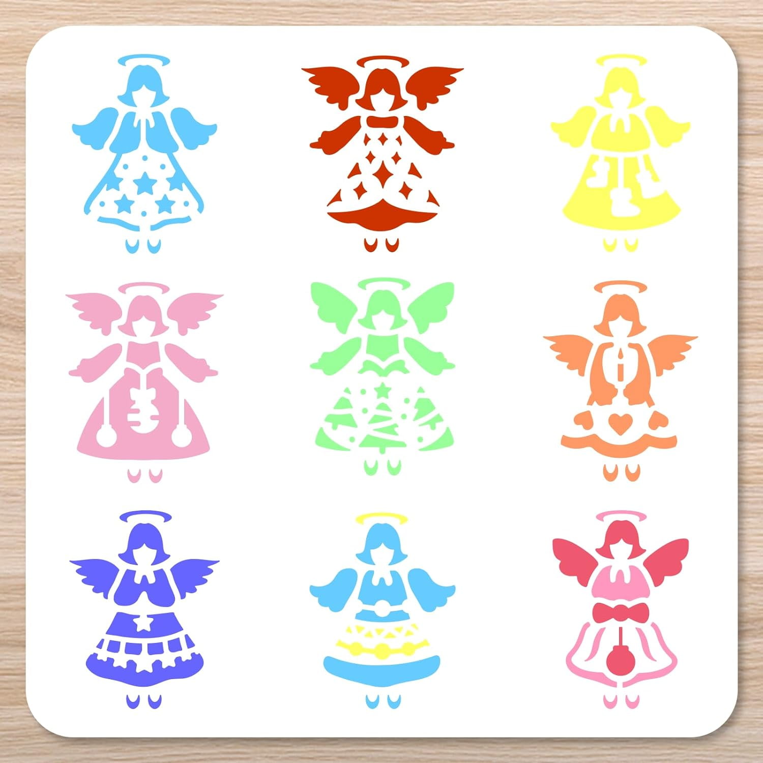 12x12 Reusable Angel Christmas Stencils Angel Painting Stencils Set - 12x12  Reusable Christmas Craft Stencils For Wood And Canvas Animal Stencils, image size:1500x1500