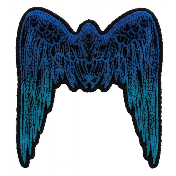 Small Angel Wings Biker Patch Blue