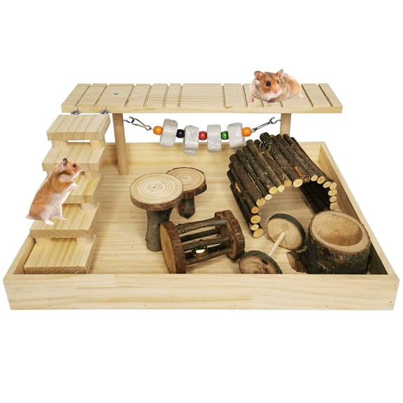 Small Animal Activity Playground Dwarf Hamster Activity Playground-Style 1 Wood Climbing Platform Exercise Set