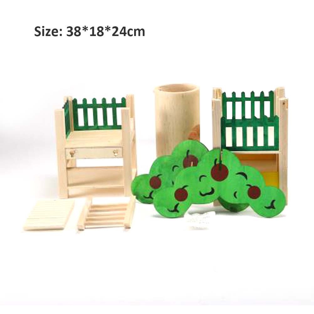 Small Animal Activity Toy Wooden Hamster Playground Perch Running