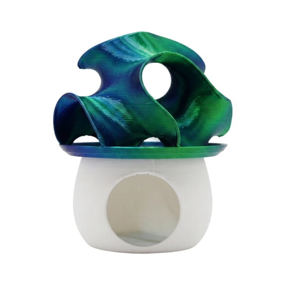 Small Animal Cage, 3D Printed Figures, Gerbil Gift, Dwarf Hamster House, 3X3.5 Inch Green Wavy Top Mushroom Pet Hut, Non Toxic Chew Proof 3D Printed Pet House That Works As Cozy