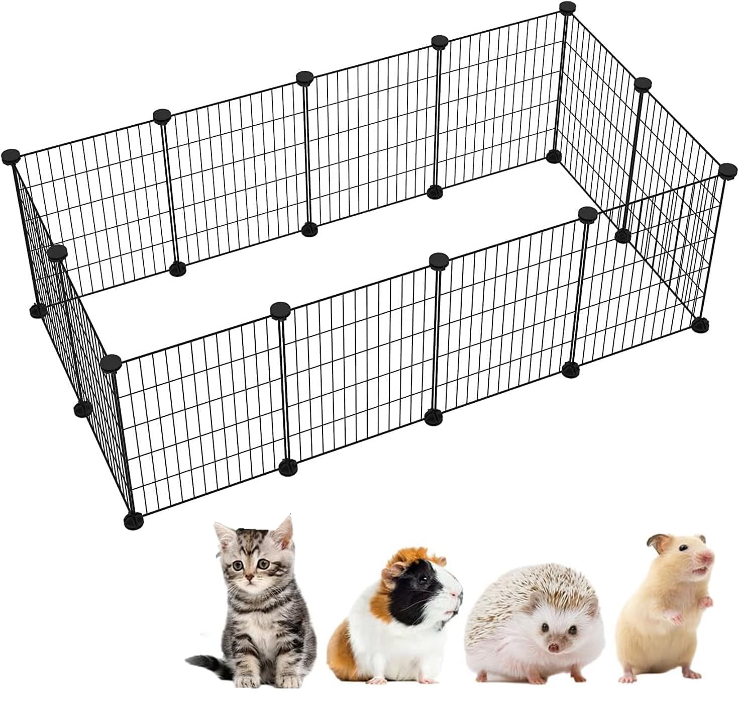 Small Animal Cage Indoor, Pet Playpen Portable Metal Wire yd Fence,Indoor Outdoor Fence Pen Enclosure for Small Animals, Guinea Pigs, Rabbits Kennel Crate Fence Tent, Black, (12Panels)