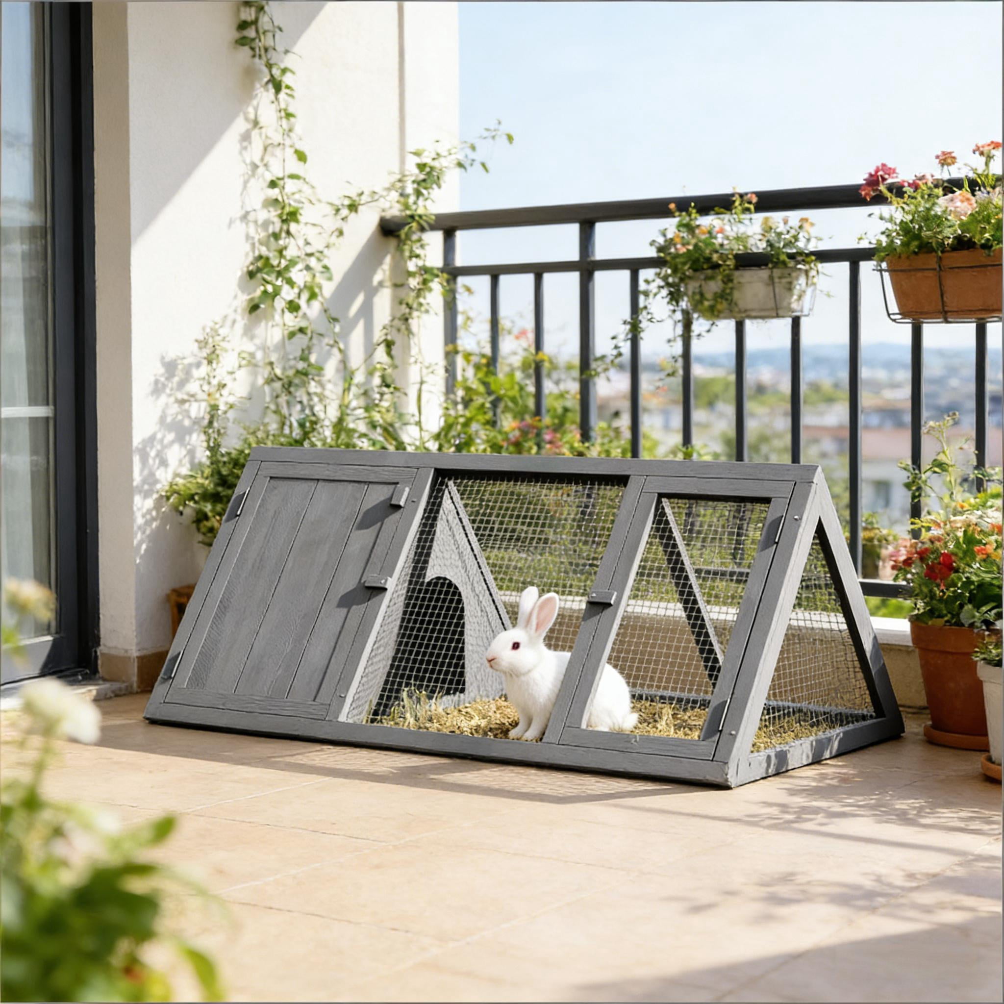 Small Animal Cage, Rabbit Hutch Wooden Triangle Bunny House