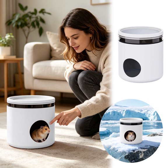Small Animal Cooling Hideout Shelter with Reusable Ice Pack, Ventilated Summer Pet Rest Nest for Hamsters Hedgehogs Chipmunks, Multifunctional Hiding House for Hot Weather Heat Relief