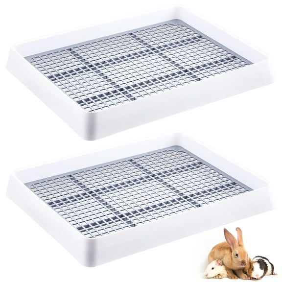 Small Animal Corner Litter Box Set, 2 Pack, 15 x 12.2 x 2.6 Inch, For Rabbits Guinea Pigs Ferrets