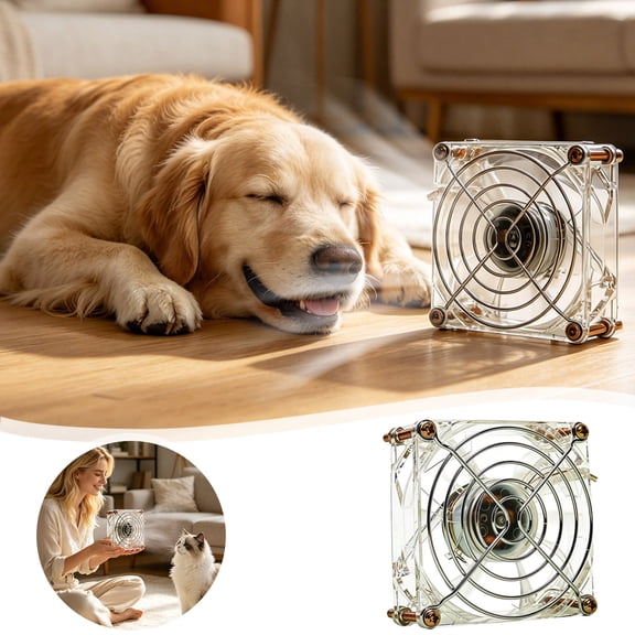 Small Animal Crate Fan with Quiet USB Battery Operation Portable Cooling Cage Fan for Hamsters Acrylic Wire Mesh Clamp Design