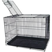 Small Animal Crate With Wire Bottom Grate And Black Plastic Tray, Black