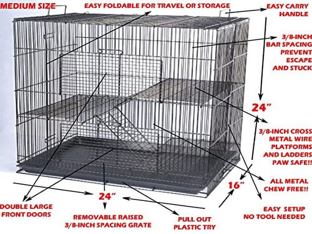 Small Animal Critters Collapsible Chewproof Metal Cage Tight 3/8inch