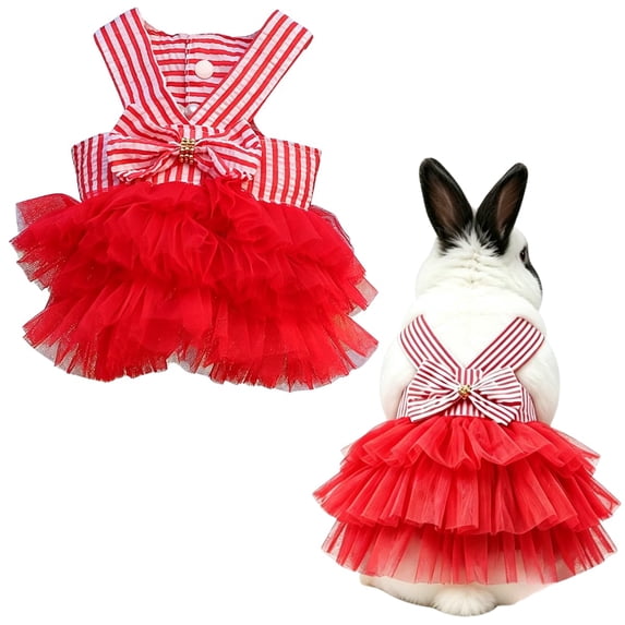 Small Animal Dress for Rabbits Guinea Pigs Ferrets Tutu Skirt Bunny Costume for Holiday Festive Event Birthday Christmas Photo Shoots