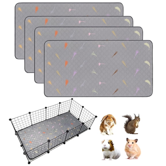 Small Animal Fleece Liners 12 In 2x4(24" x 48") 4Pack for Guinea Pigs Rabbits Hamsters