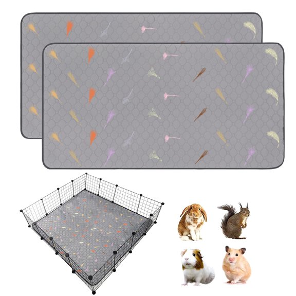 Small Animal Fleece Pee Liners 12 In 4x4(48" x 48") 2Pack for Guinea Pigs Rabbits Hamsters