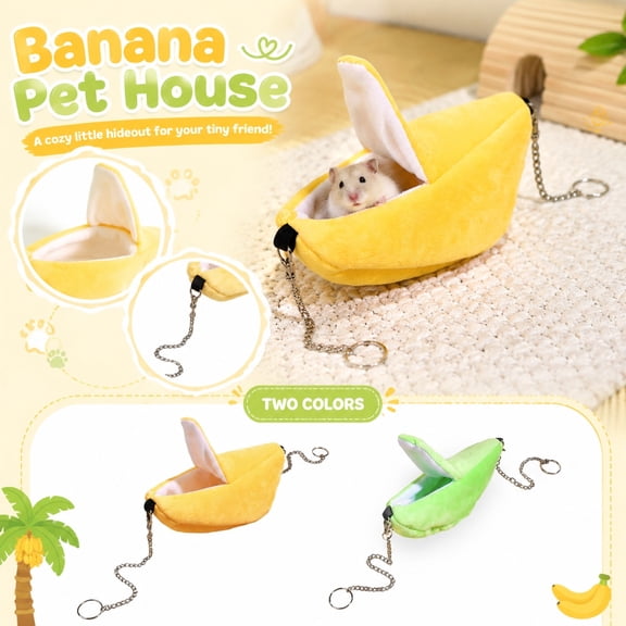 Small Animal Hideout Banana Shaped House Cozy For Hamsters Guinea Pigs And Other Small Pets Fun Cage Accessory And Sleeping Hut, 1Pack Yellow