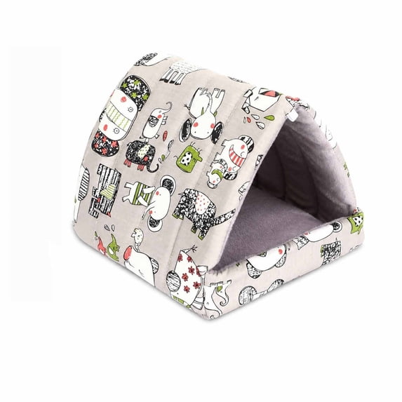 Small Animal Hideout Bed, Cozy Warm Cotton House Soft Nesting Cave for Hamster Guinea Pig Rabbit Hedgehog Winter Warm Sleeping Den Indoor Pet Habitat Accessory Light gray