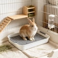 thumbnail image 1 of Small Animal Litter Box with Grid, Pet Potty Training Tray for Rabbits Hamsters Guinea Pigs Hedgehogs Chinchillas Ferrets, Easy-Clean Cage Toilet with Splash Guard Fence, White, for Cage Training, 1 of 6