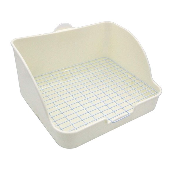 Small Animal Litter Box White Square Corner Potty Tray for Rabbits Guinea Pigs Ferrets