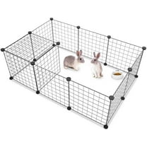 Small Animal Pet Playpen, Guinea Pig Cages, Rabbit Playpen, Dog/ Puppy Playpen, Indoor Portable Metal Wire Yard Fence, 14 X 14 Inch, 12 Panels, Black