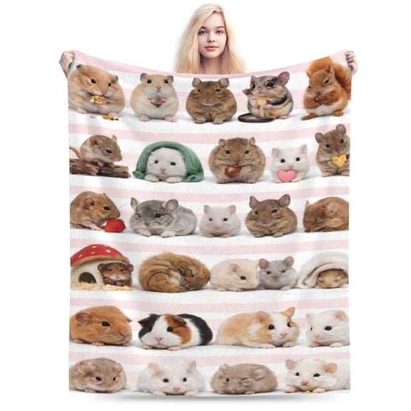 Small Animal Photography Throw Blanket, Neutral Studio Portrait Collection, Soft Lightweight Blanket for Couch Sofa Bed Home Decor 50x40