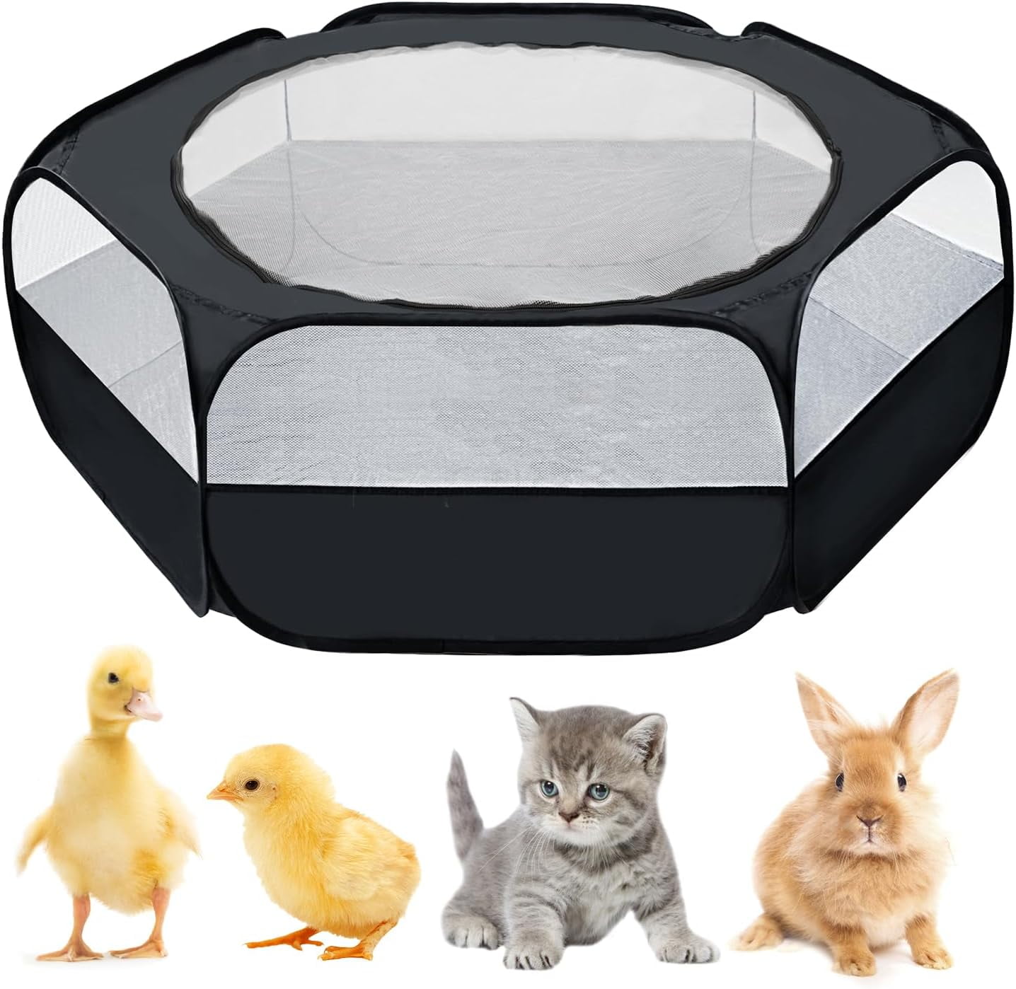 Small Animal Playpen, Chicken Brooder Box with Cover Top, Portable ...