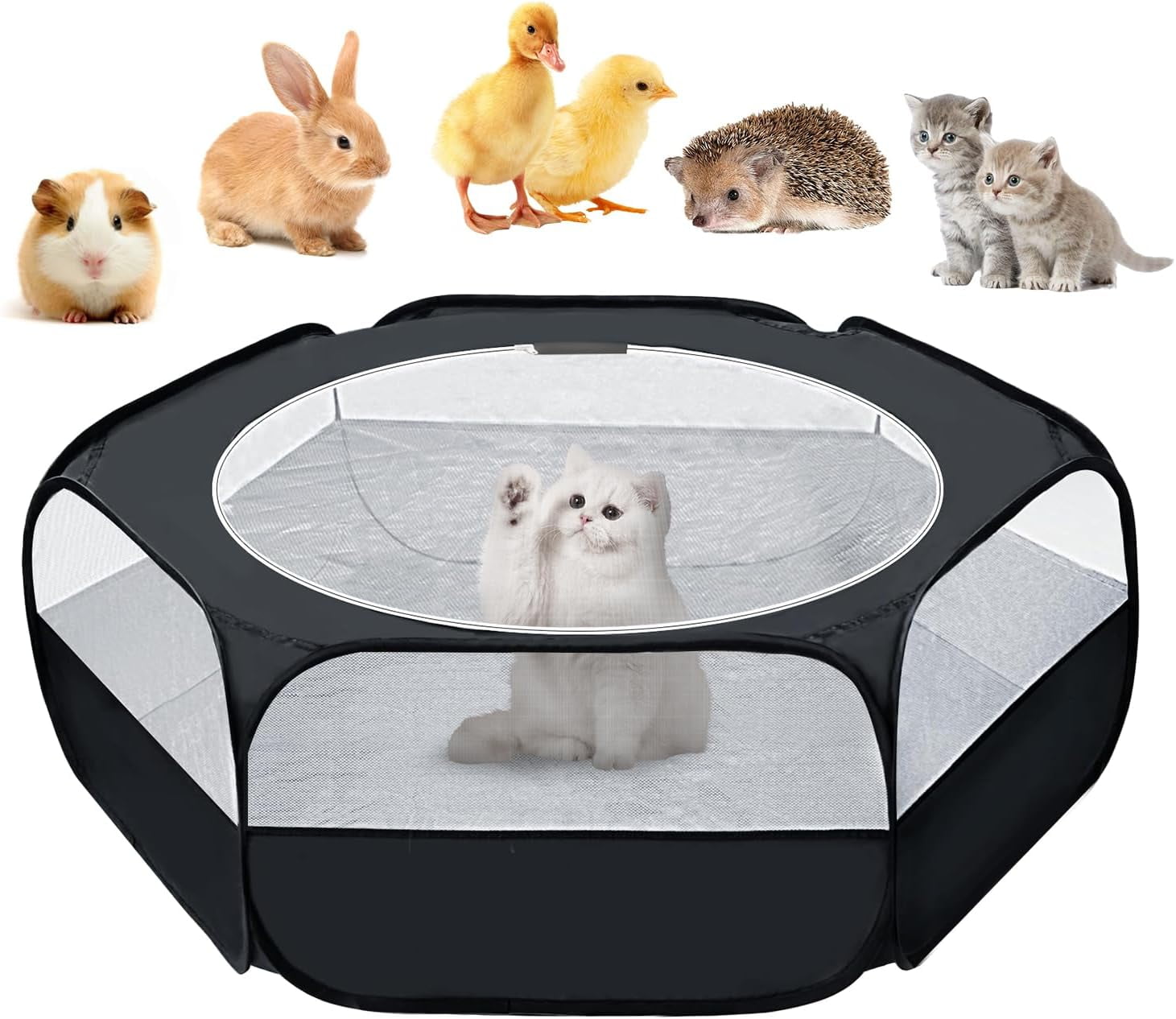 Small Animal Playpen, Chicken Brooder Box with Cover Top, Portable ...