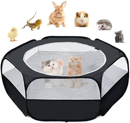 Image showcasing Small Animal Playpen with Cover, Portable Pop Up Pet Enclosure for ...