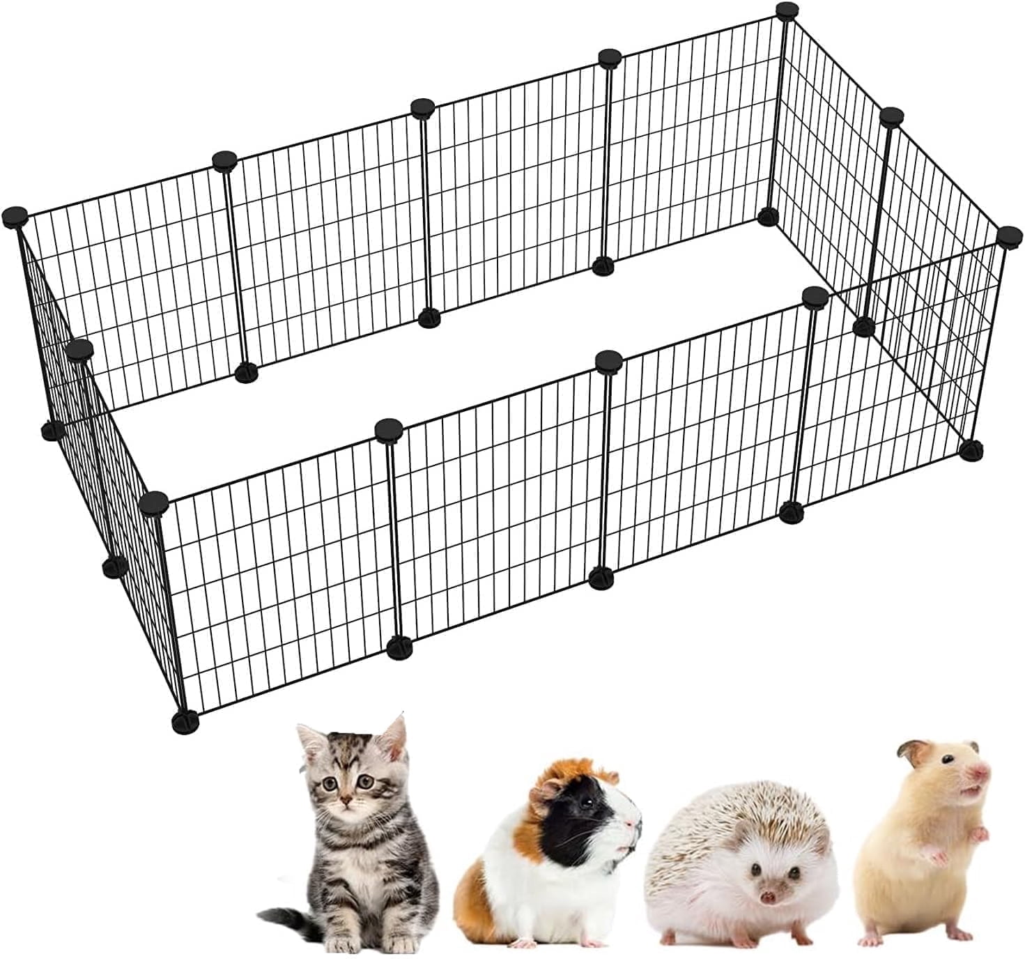 Small Animal Playpen, Metal Fence for Indoor Outdoor Use, Portable Metal Wire Yard Fence,DIY Wire Fence for Small Animal, Guinea Pigs, Bunny, Turtle, 12 Panels (14x14 Inches)