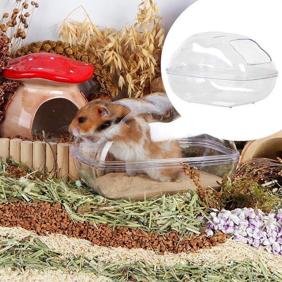 Small Animal Sand Bath Habitat for Hamsters Gerbils and Hedgehogs with Included Bathing Sand and Accessories