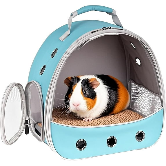 Small Animal Travel Carrier Backpack to Carry and Transport Guinea Pig Birds Bearded Dragon, Clear Front Window, Portable Bag to Transport Hamster Hedgehog