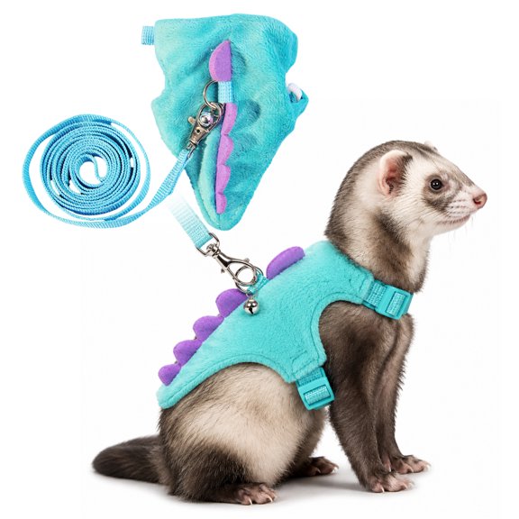 Small Animal Vest Harness & Leash Set – Soft and Safe, Adjustable Neck & Chest (13-20cm/15-22cm), 120cm Safety Lead for Guinea Pigs, Rabbits, Kittens, and Ferrets (Blue)