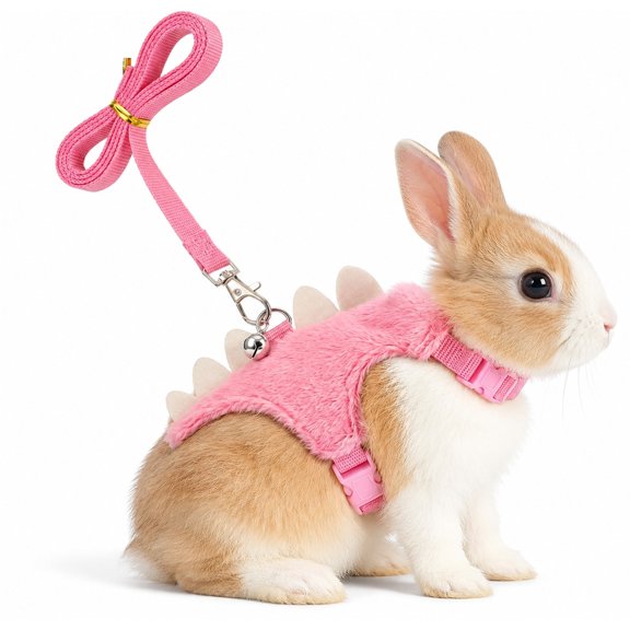 Small Animal Vest Harness & Leash Set – Soft and Safe, Adjustable Neck & Chest (13-20cm/15-22cm), 120cm Safety Lead for Guinea Pigs, Rabbits, Kittens, and Ferrets (Pink)