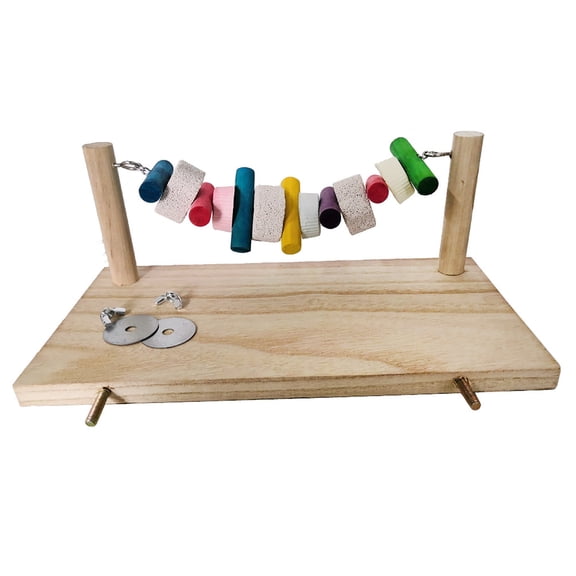 Small Animal Wood Toy Set Parrot Pole Hamster Platform for Teeth Grinding Climbing Natural Material