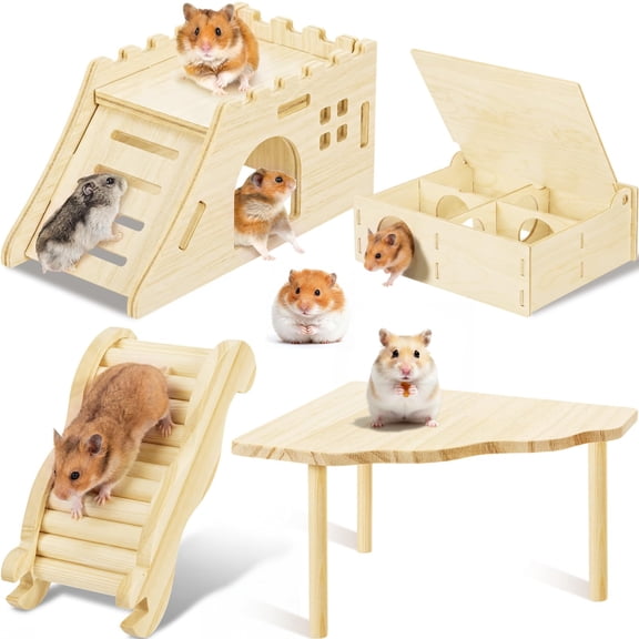 Small Animal Wooden Play Set Castle Color For Hamsters Mice Gerbils Squirrels
