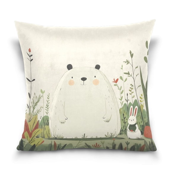 Small Animals 16x16 Inch Plush Velvet Pillowcase Double Sided Print, Hidden Zipper