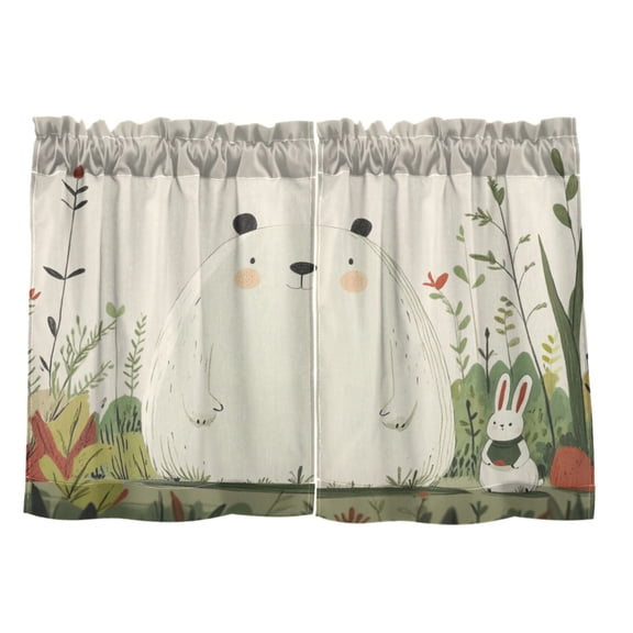 Small Animals 27"x36" Linen Look Cafe Curtain Set with Privacy and UV Protection