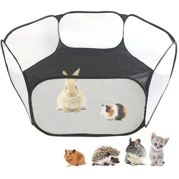 Small Animals C&C Cage Tent, Breathable & Transparent Pet Playpen Pop Open Outdoor/Indoor Exercise Fence, Portable Yard Fence for Guinea Pig, Rabbits, Hamster, Chinchillas and Hedgehogs