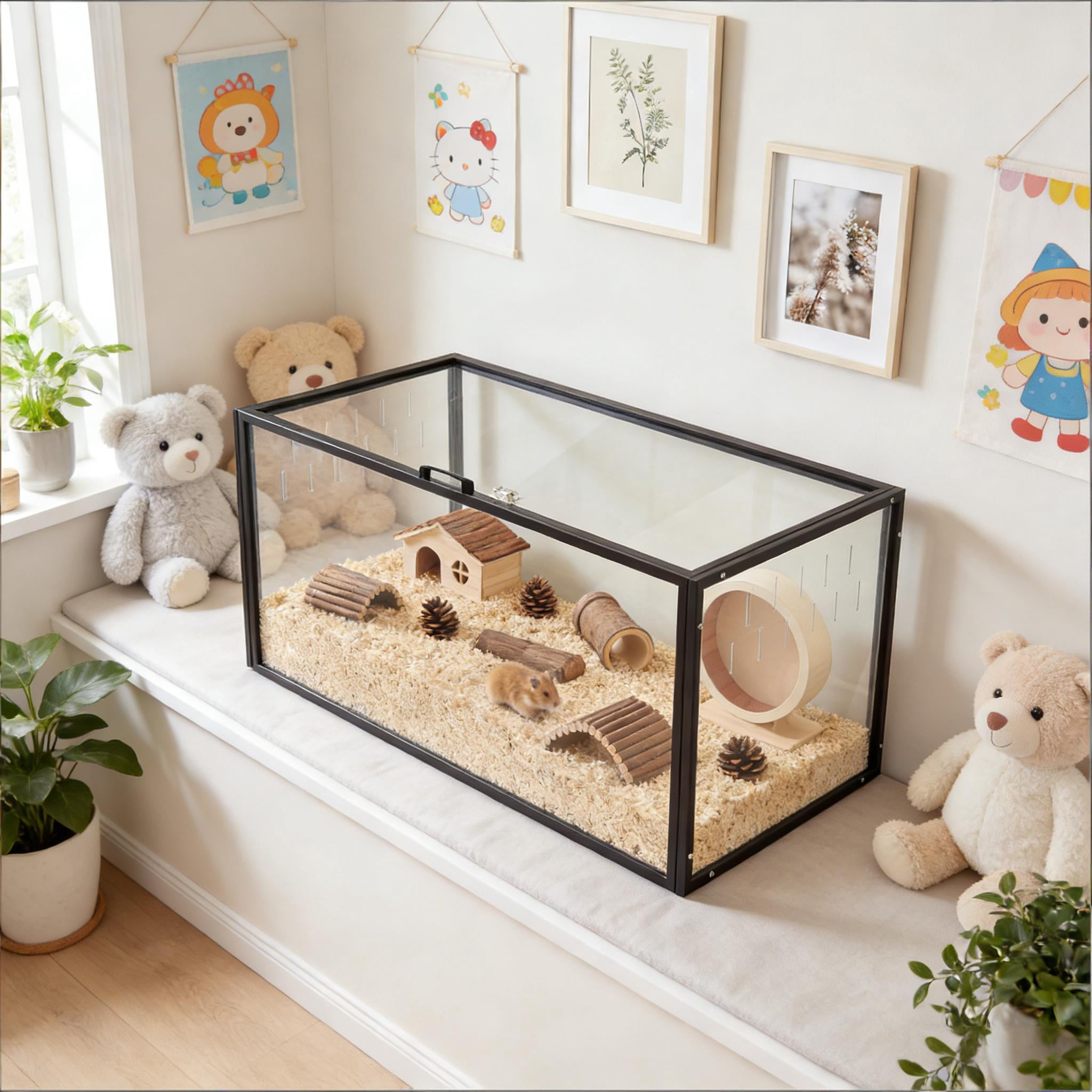 Small Animals Cage, Large Acrylic Hamster Cage Guinea Pig Cage