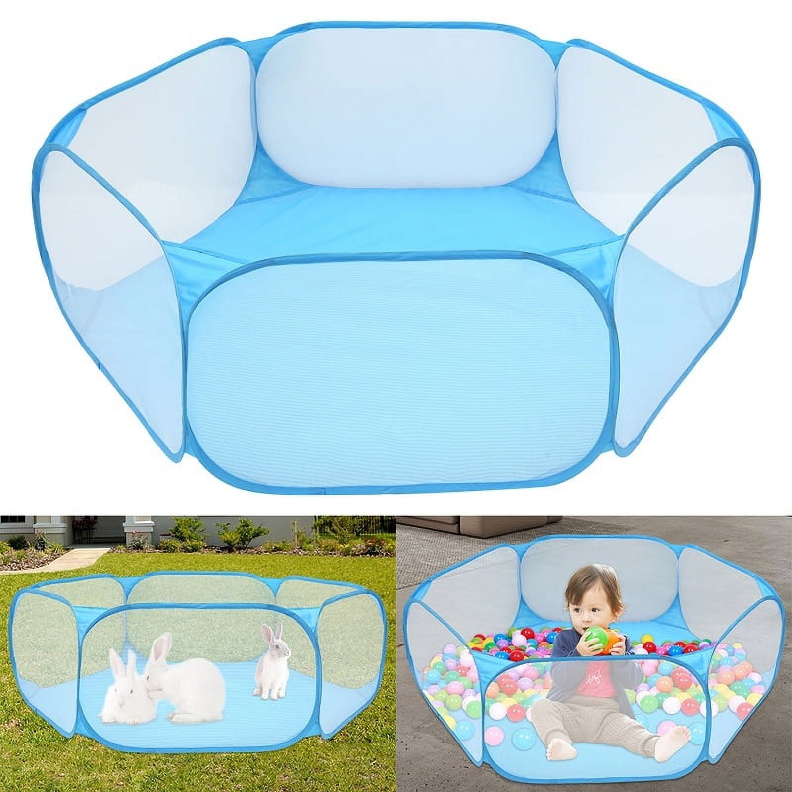 Small Animals Cage Tent, Breathable & Transparent Pet Play Pop O Outdoor/Indoor Exercise Fence, Portable Yard Fence for Guinea Pig, Rabbits, Hamster, Chinchillas and Hedgehogs
