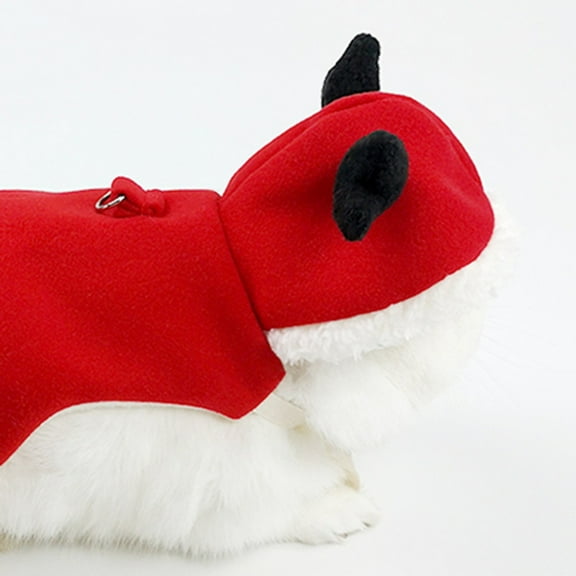 Small Animals Christmas Costume Rabbit Xmas Cape with Deer Antler Bunny Warm Clothes Cute Festival Outfits Guinea Pig Apparel for Kitten Small Dog and Similar Sized Pets