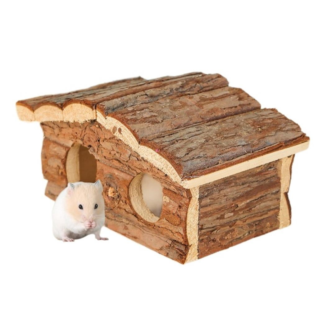 Small Hideouts Cabin Wood Shelter House Scratchproof Hamster Cage Playhouse Squirrels Cage Accessory Furniture