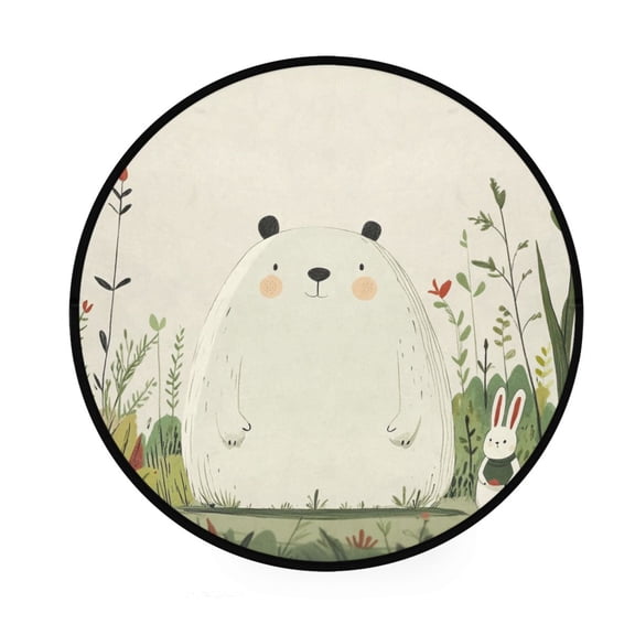 Small Animals Memory Foam Bath Mat 36" Absorbent Rug with Non Slip Base and 4 Bonus Pads