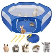 Small Animals Playpen, Waterproof Small Pet Cage Tent with Zippered Cover, Portable Outdoor Yard Fence for Kitten/Puppy/Guinea Pig/Rabbits/Hamster/Chinchillas, Indigo