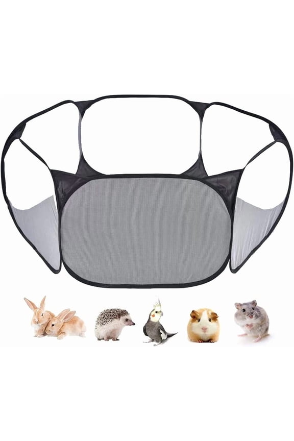 Small Animals Tent, Breathable Transparent Pet Playpen Pop Open Outdoor/Indoor Exercise Fence, Portable Yard Fence for Guinea Pig, Rabbit, Hamster, Chinchillas and Hedgehogs