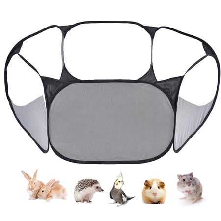 Small Animals Tent, Breathable Transparent Pet Playpen Pop Open Outdoor/Indoor Exercise Fence, Portable Yard Fence for Guinea Pig, Rabbit, Hamster, Chinchillas and Hedgehogs