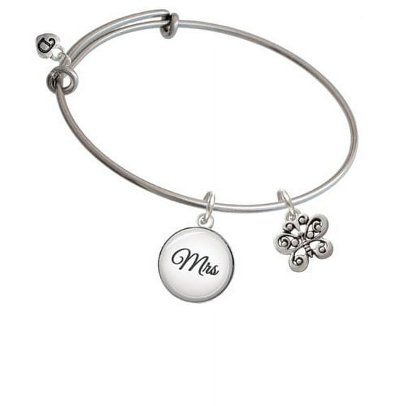 Small Antiqued Butterfly - Mrs Glass Dome Bangle Bracelet