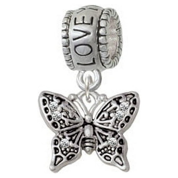 Small Antiqued Crystal Butterfly - Love You More Charm Bead