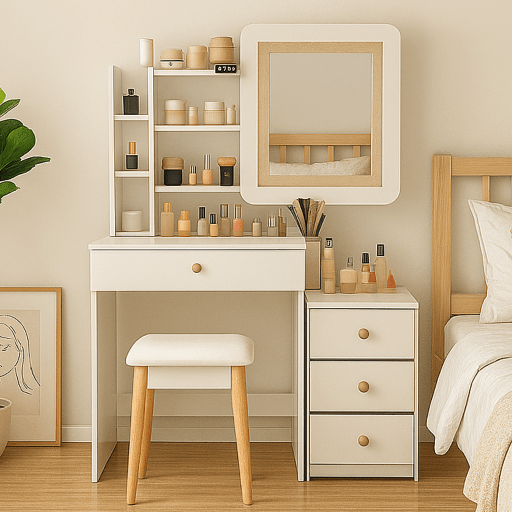 Small Apartment Dressing Table Set, Cabinet with Movable Drawers, Open ...