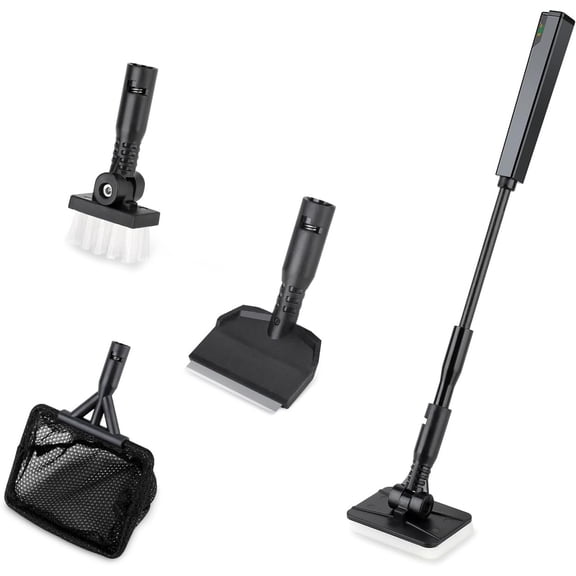 Small Aquarium Cleaning Tools, 4 in 1 Fish Cleaner Kit with Handle,Fish Net,Algae Scraper,Clean Brush,Flat Sponge