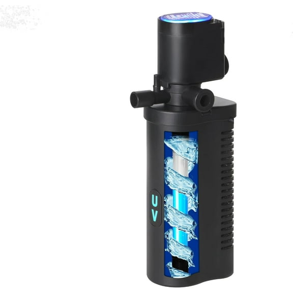 Small Aquarium Filter U-V for 10-45 Gallon Tank, 158GPH Fish Tank Filters for Betta Fish Tank Green Clean Machine, Internal Pump Filter for Turtle Tank Saltwater Freshwater Crystal Clear